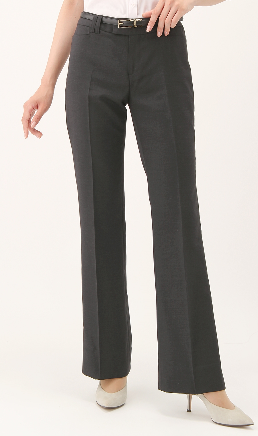 セミフレアパンツ《ストレッチ》《セットアップ着用可》 グレー 13号