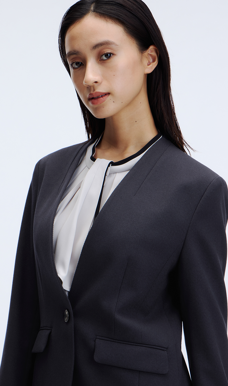 1ボタンVカラージャケット【美ジ楽スーツ】【セットアップ着用可】 ネイビー 5号