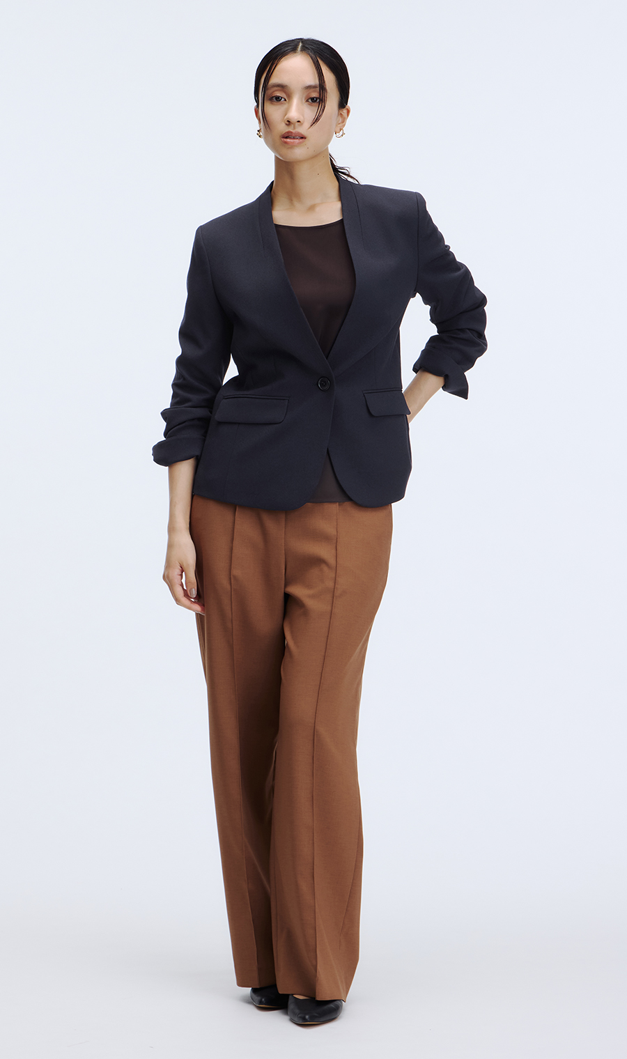 1ボタンVカラージャケット【美ジ楽スーツ】【セットアップ着用可】 ネイビー 5号