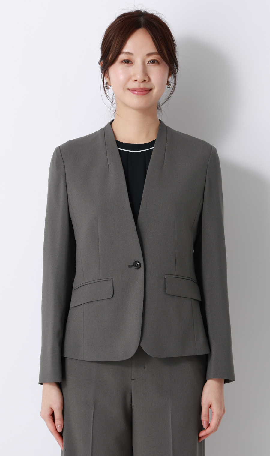1ボタンVカラージャケット【美ジ楽スーツ】【涼】【COOLMAX】【セットアップ着用可】 グレー 5号