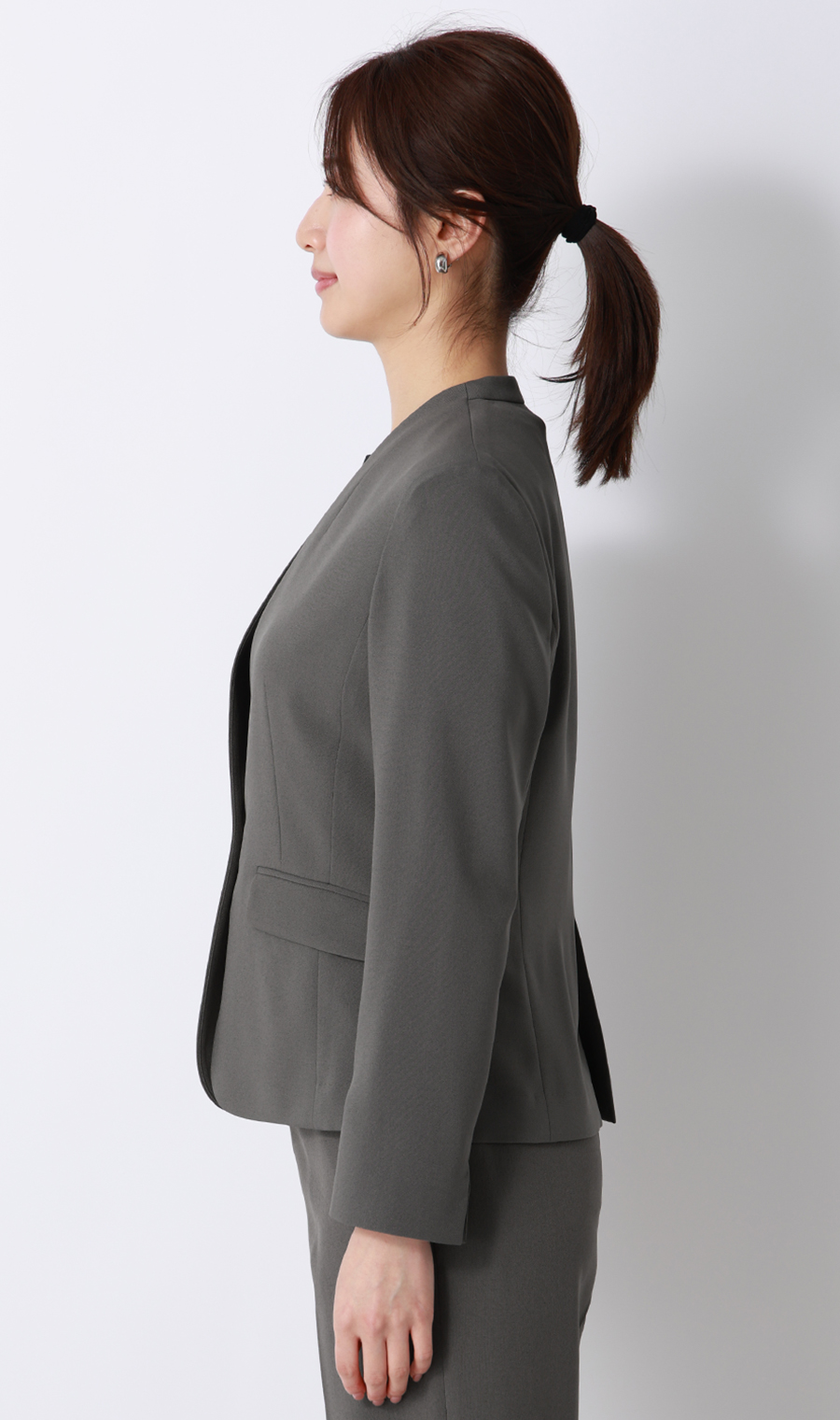 1ボタンVカラージャケット【美ジ楽スーツ】【涼】【COOLMAX】【セットアップ着用可】 グレー 5号