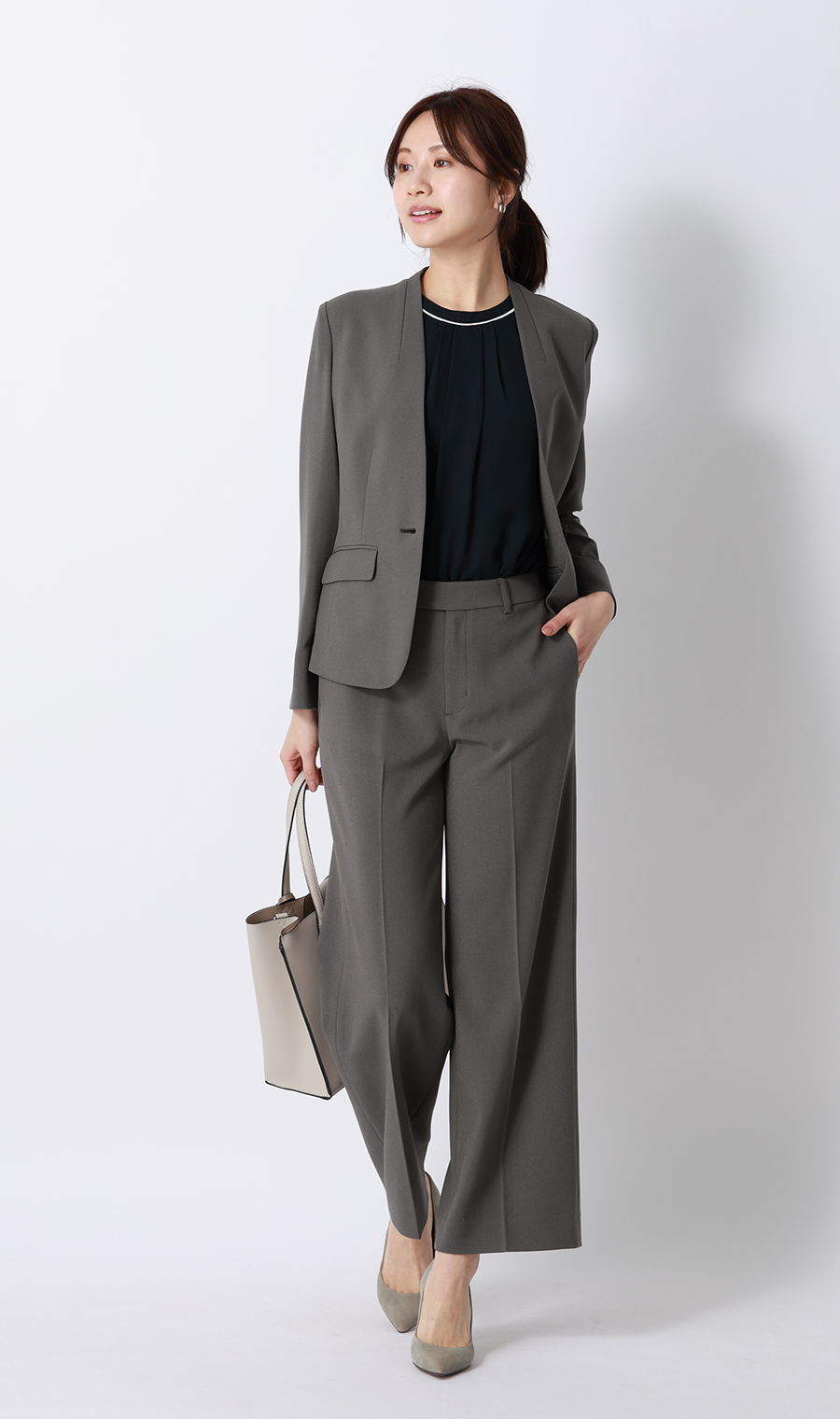 1ボタンVカラージャケット【美ジ楽スーツ】【涼】【COOLMAX】【セットアップ着用可】 グレー 5号