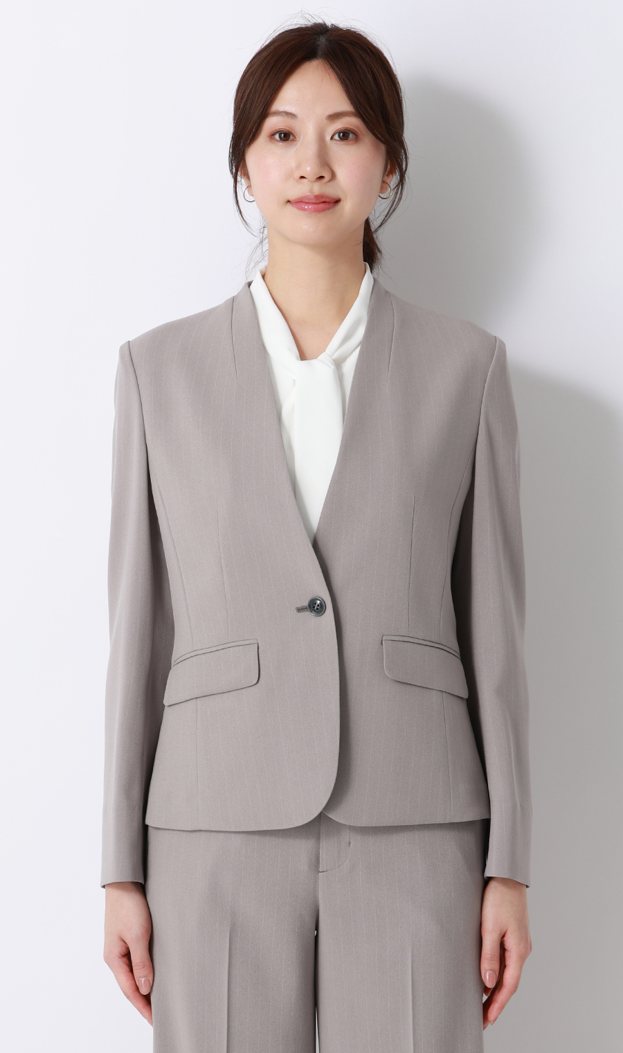 1ボタンVカラージャケット【美ジ楽スーツ】【涼】【COOLMAX】【セットアップ着用可】 ライトグレー 5号