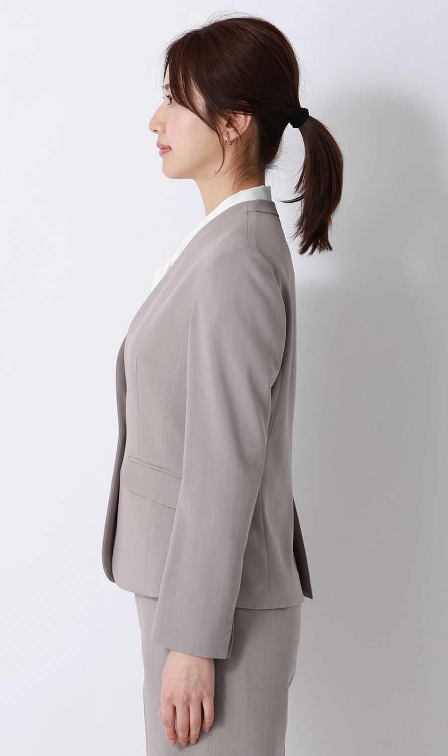1ボタンVカラージャケット【美ジ楽スーツ】【涼】【COOLMAX】【セットアップ着用可】 ライトグレー 5号