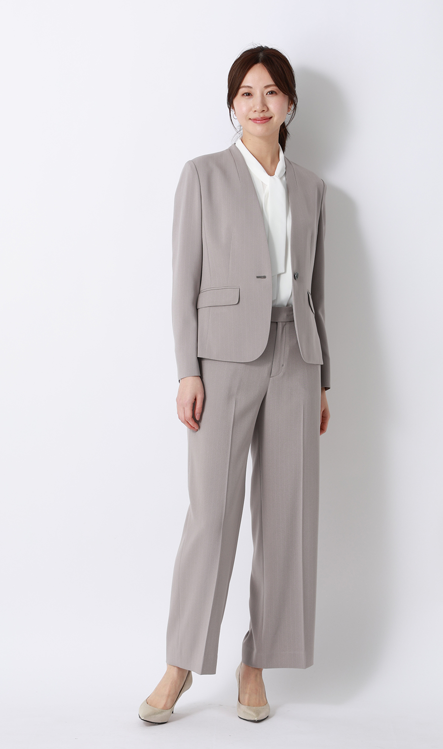 1ボタンVカラージャケット【美ジ楽スーツ】【涼】【COOLMAX】【セットアップ着用可】 ライトグレー 5号