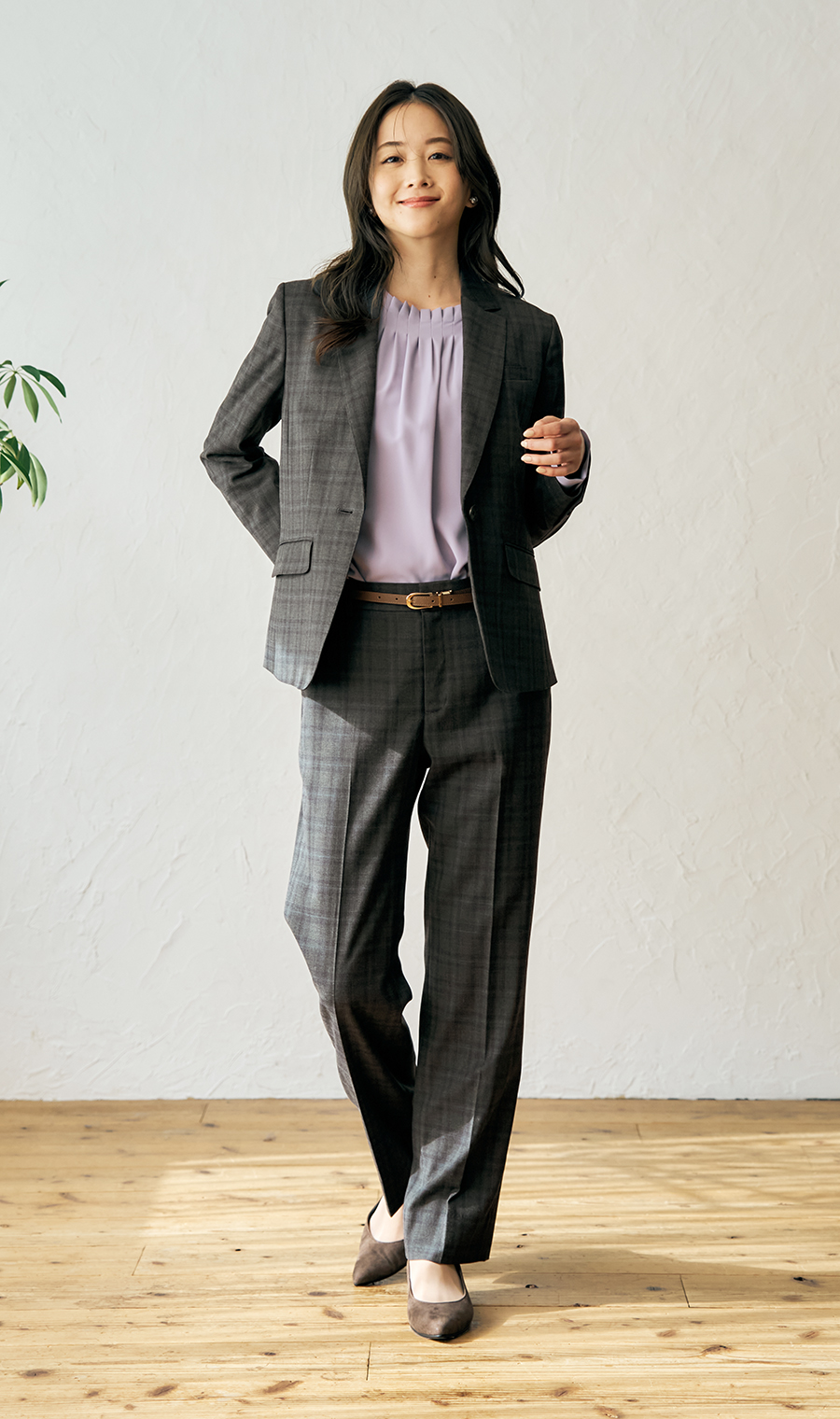 1ボタンテーラードジャケット【CARREMAN】【セットアップ着用可】 グレー 9号