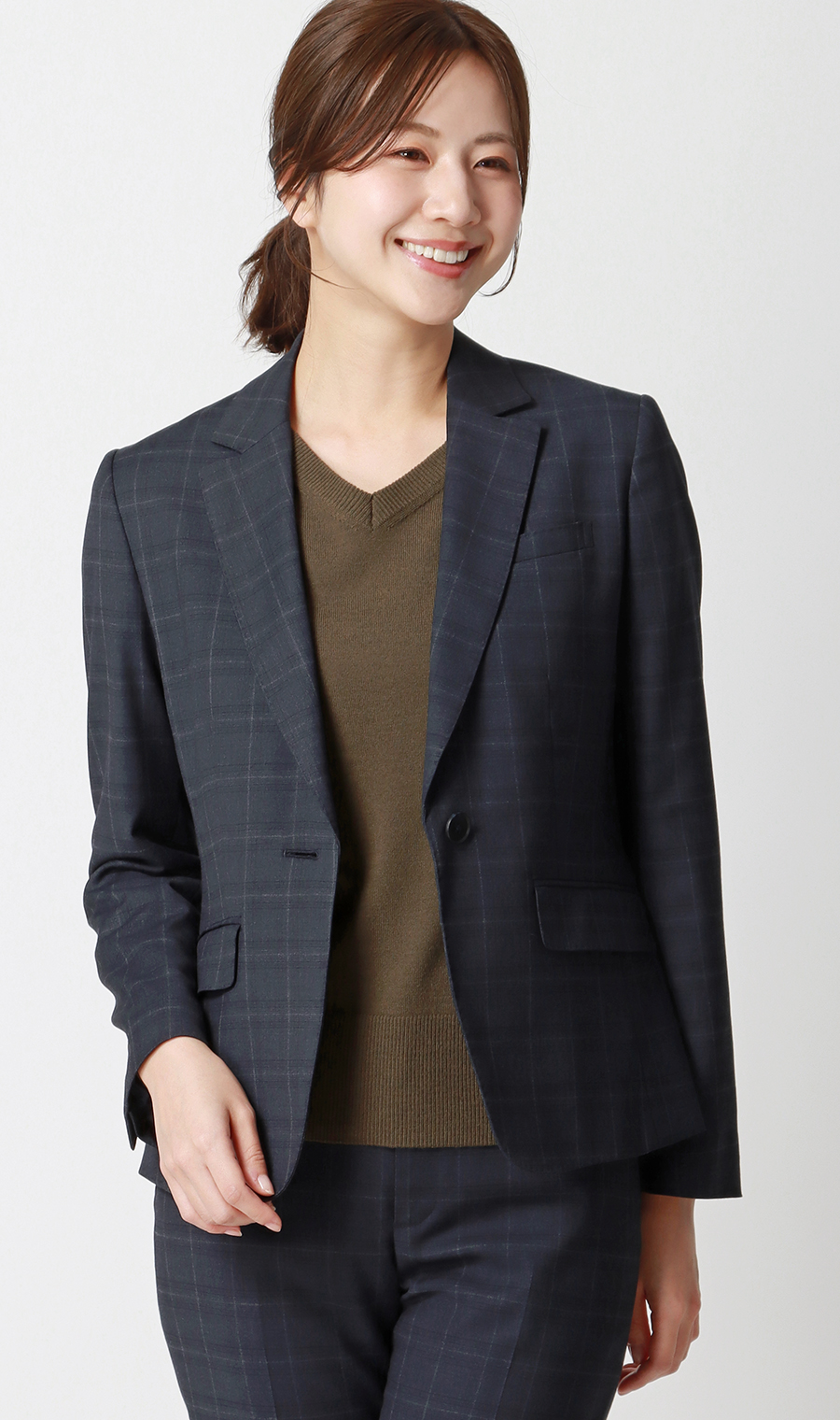 1鈕扣西裝外套 【CARREMAN】 【可成套穿著】 藏青色7號