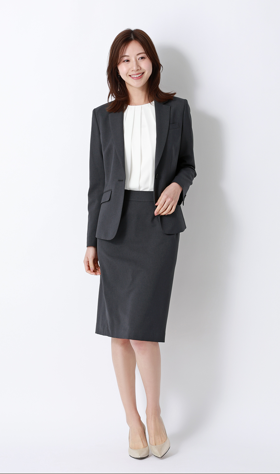 1ボタンテーラードジャケット【セットアップ着用可】 チャコール 5号