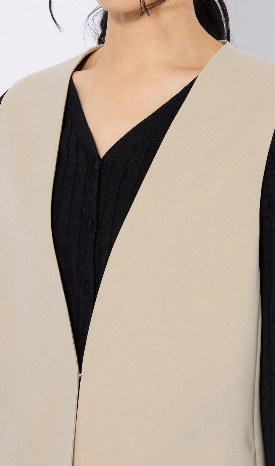 ロングジレ【セットアップ着用可】 ベージュ M