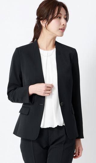 1ボタンVカラージャケット【セットアップ着用可】