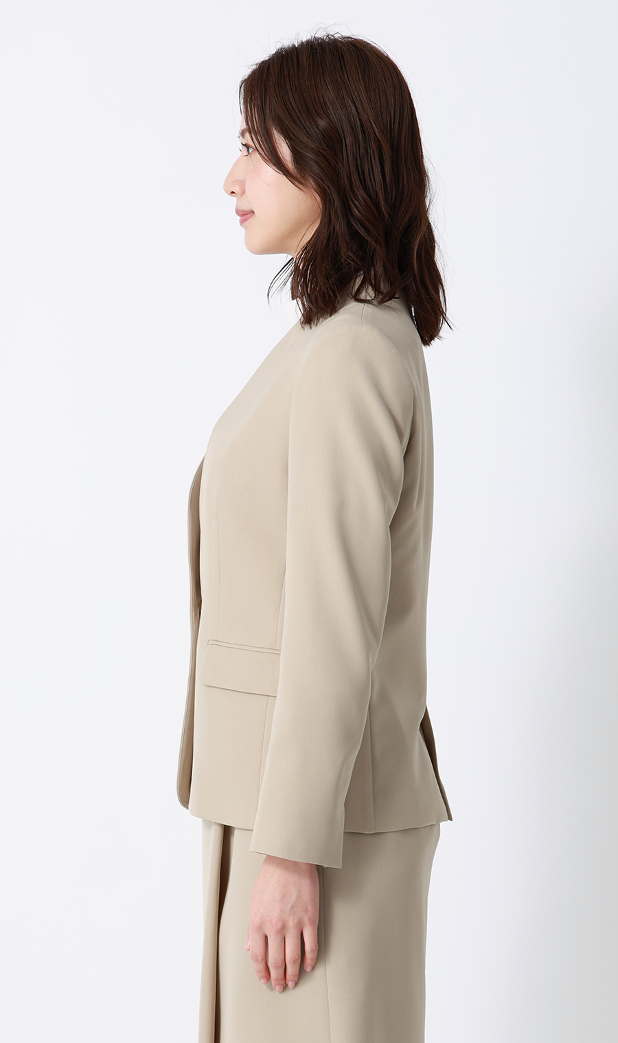 1ボタンVカラージャケット【セットアップ着用可】 ベージュ 3号