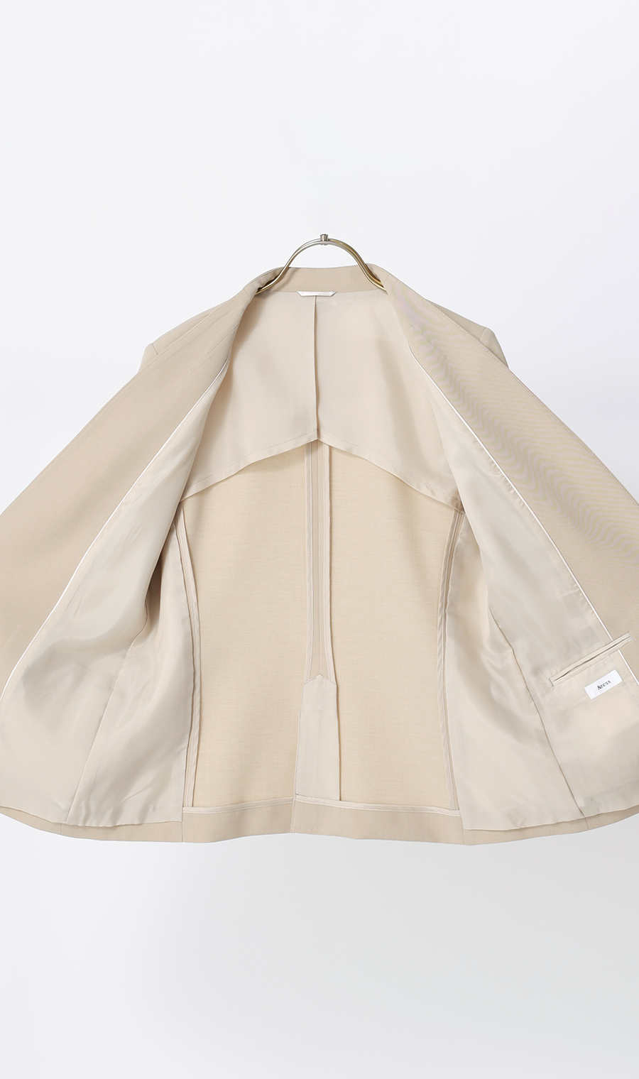 1ボタンVカラージャケット【セットアップ着用可】 ベージュ 3号