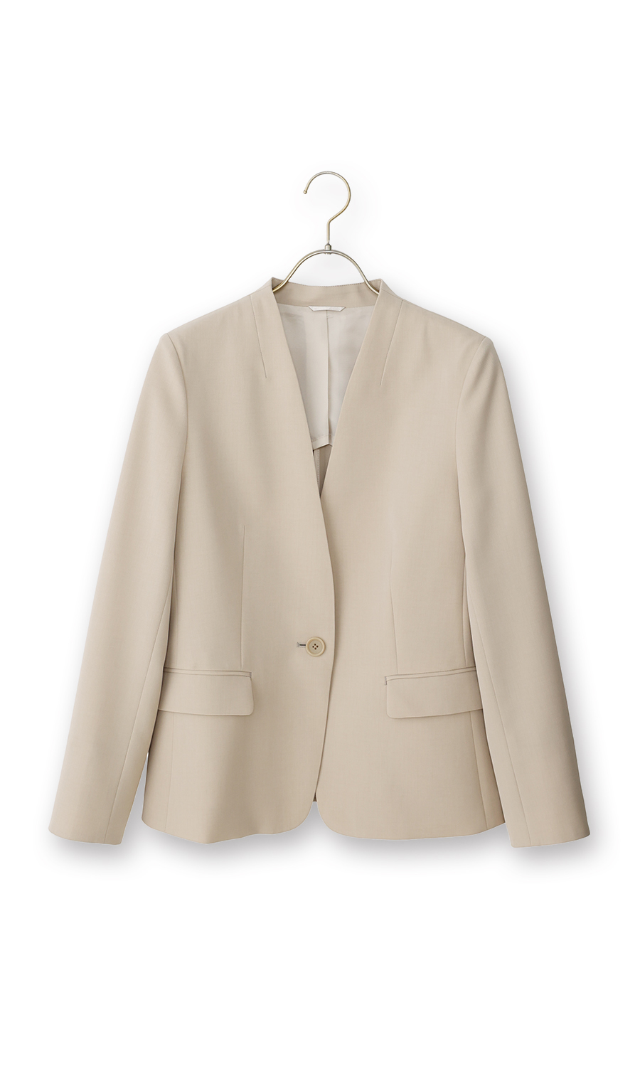 【每周更換_女士】 1鈕扣V領外套 【可成套穿著】 米色5號