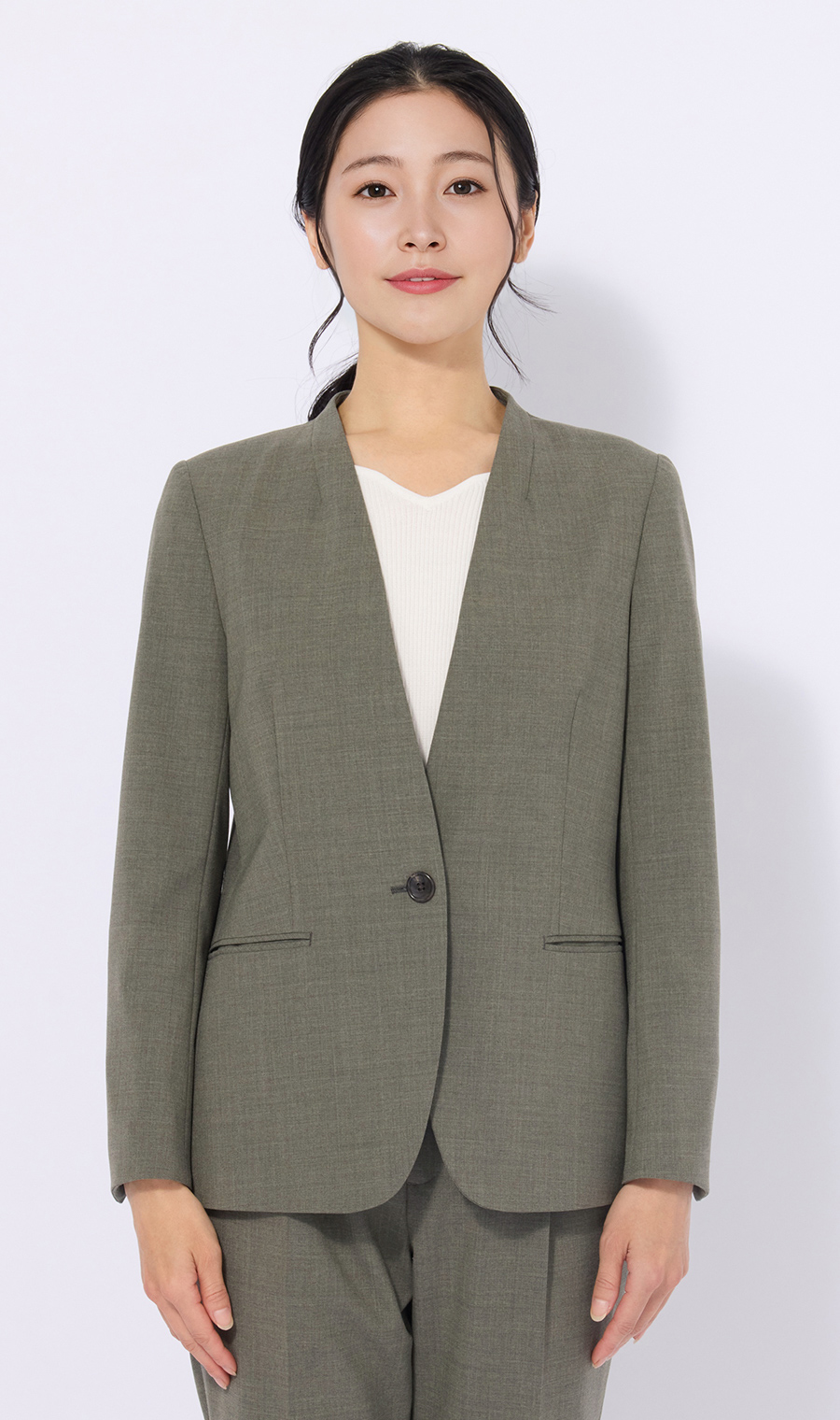 【超ストレッチスーツ】Vカラージャケット【セットアップ着用可】【＃すご】 カーキ 5号