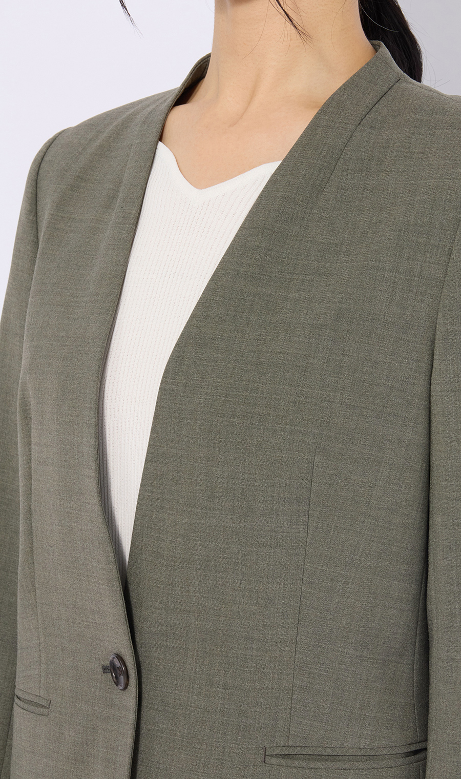 【超ストレッチスーツ】Vカラージャケット【セットアップ着用可】【＃すご】 カーキ 5号