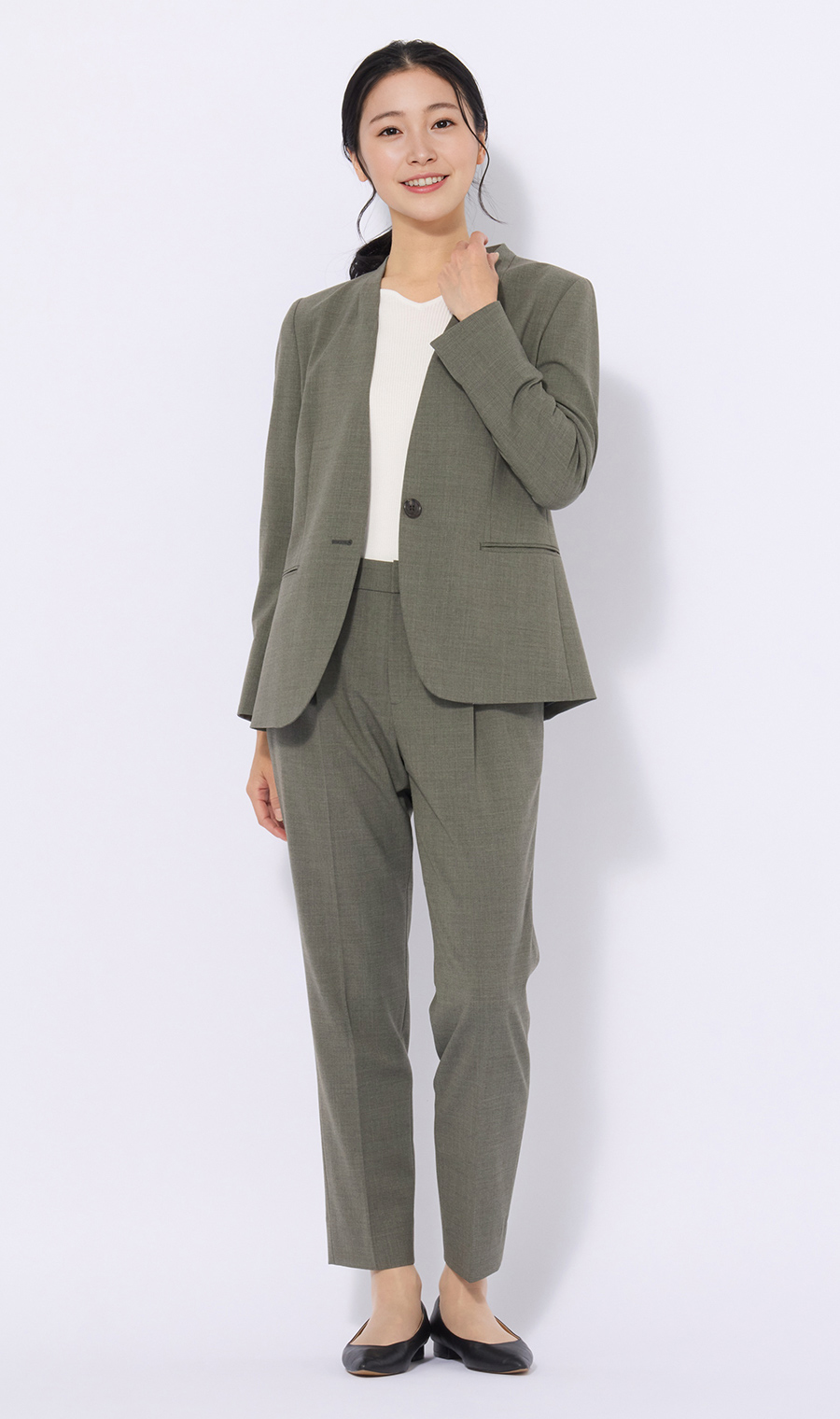 【超ストレッチスーツ】Vカラージャケット【セットアップ着用可】【＃すご】 カーキ 5号