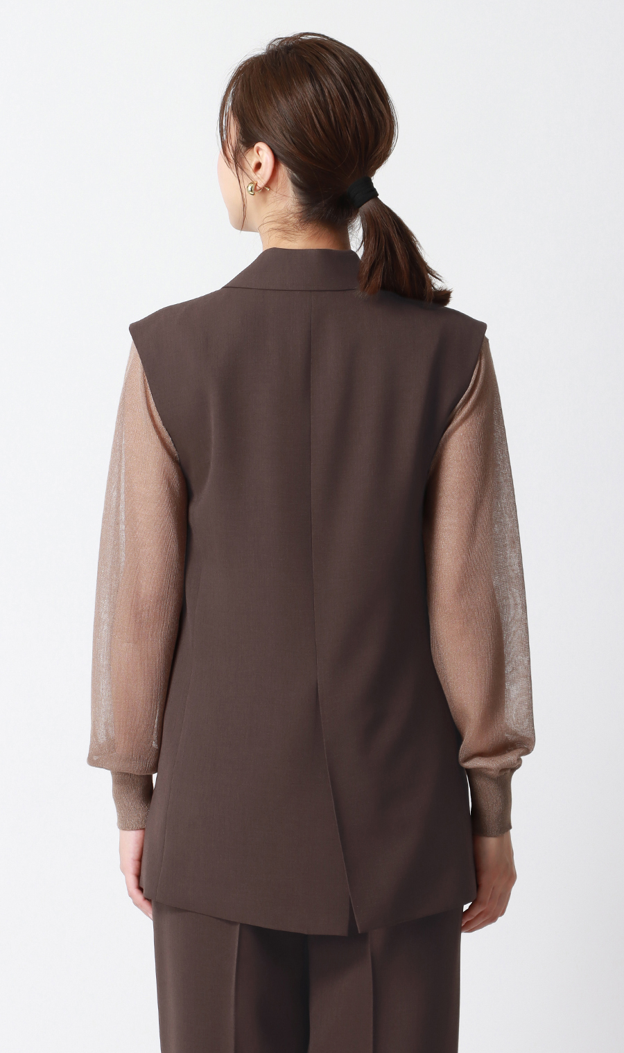 Tailored collar vest (can be worn as a set) Brown M