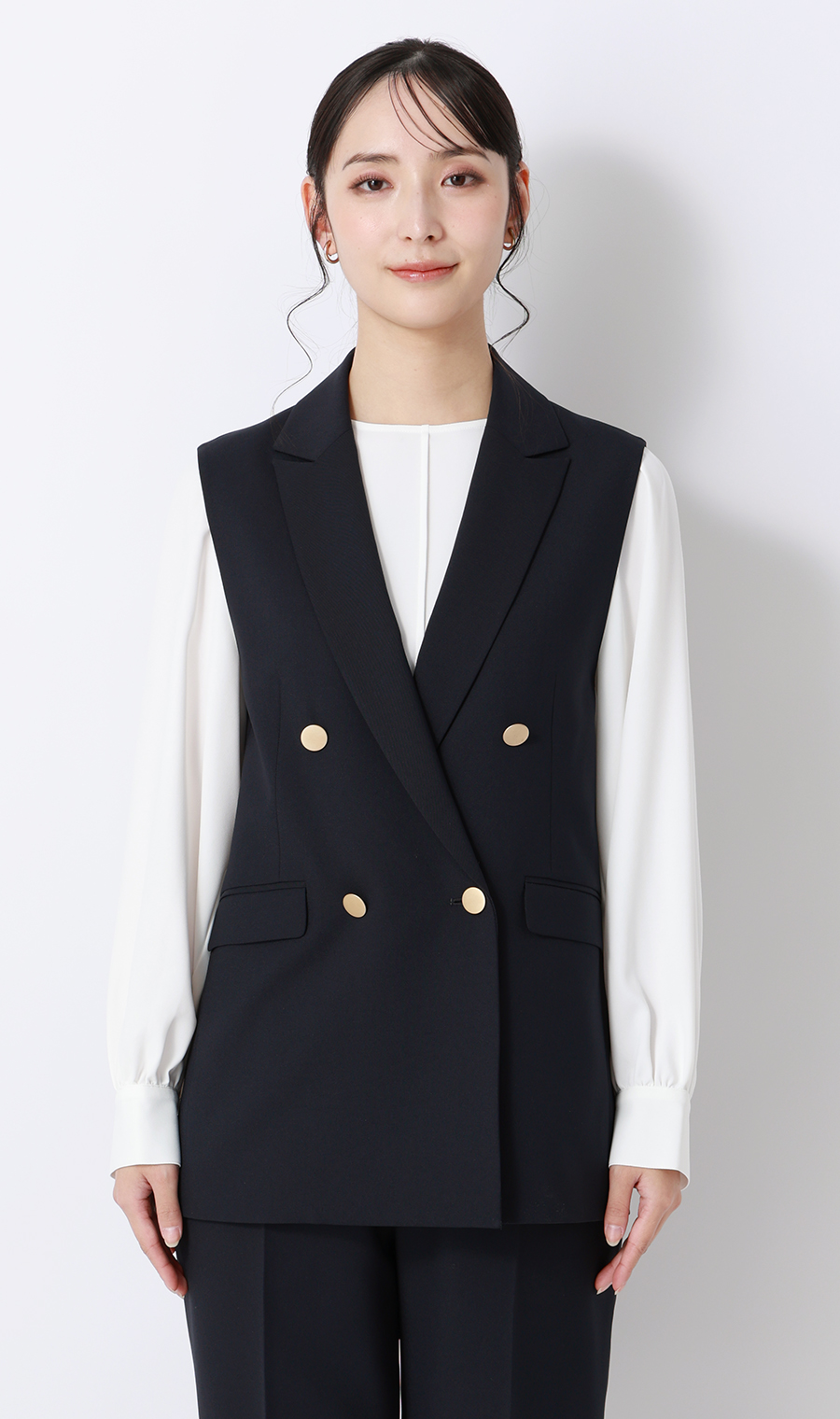 ダブルブレストジレ【セットアップ着用可】 ネイビー M