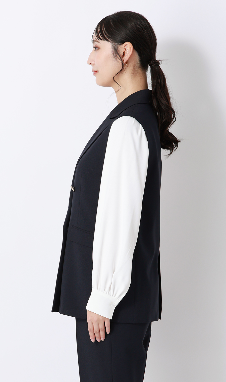 ダブルブレストジレ【セットアップ着用可】 ネイビー M