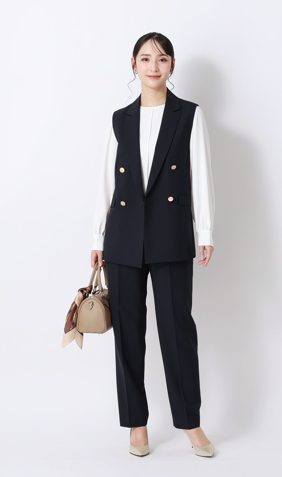 ダブルブレストジレ【セットアップ着用可】 ネイビー M