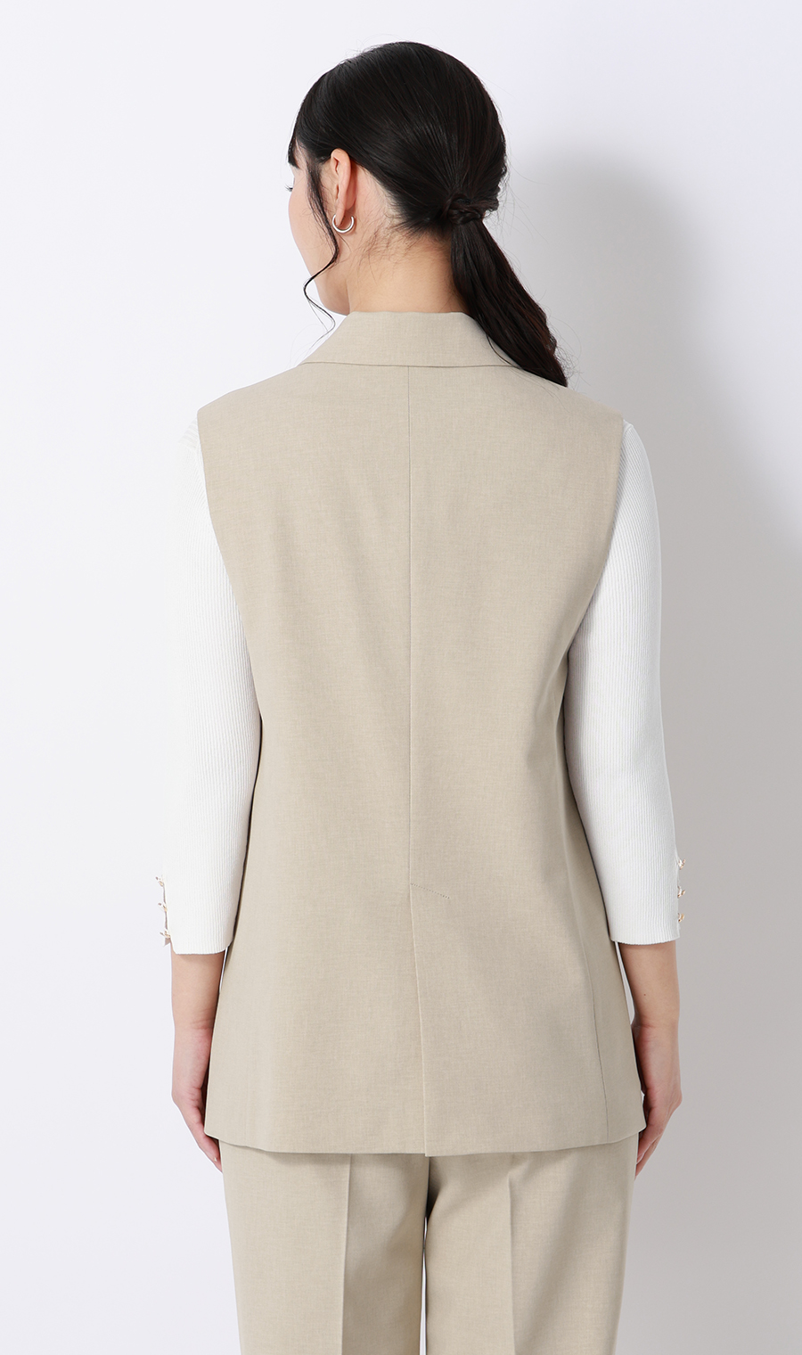 ダブルブレストジレ【セットアップ着用可】 ベージュ M
