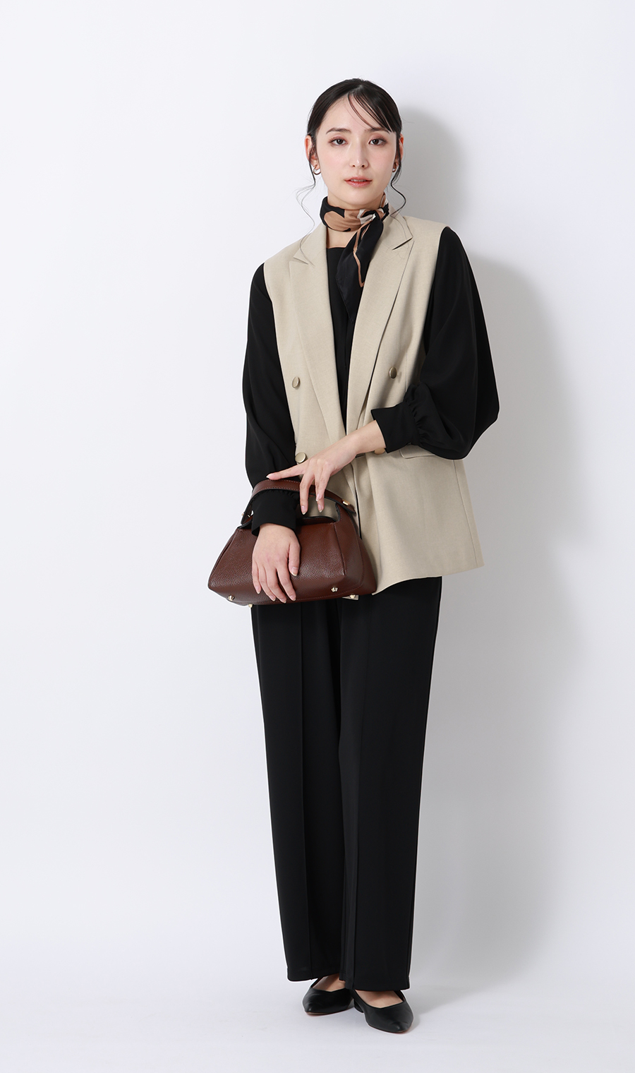 ダブルブレストジレ【セットアップ着用可】 ベージュ M