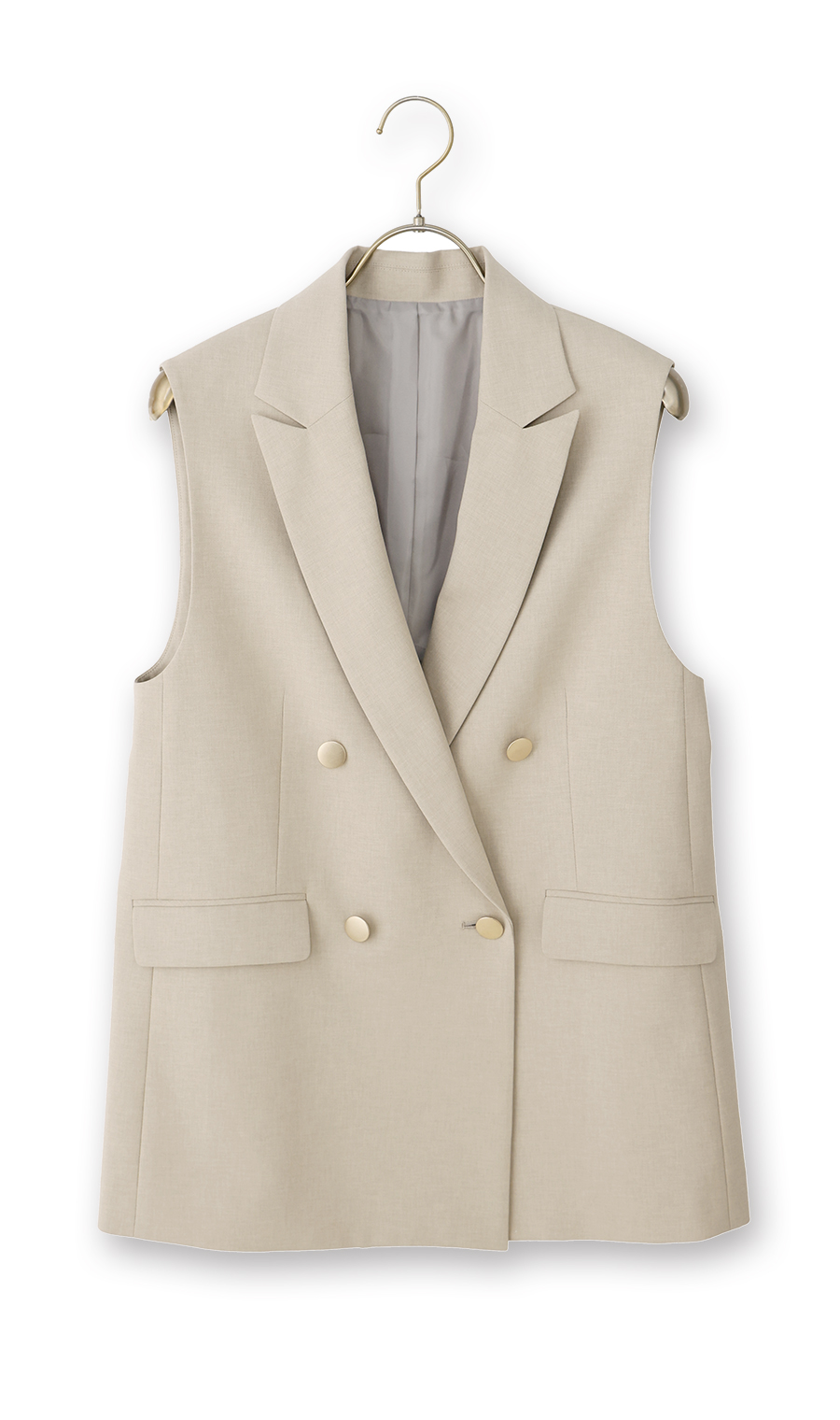 ダブルブレストジレ【セットアップ着用可】 ベージュ M