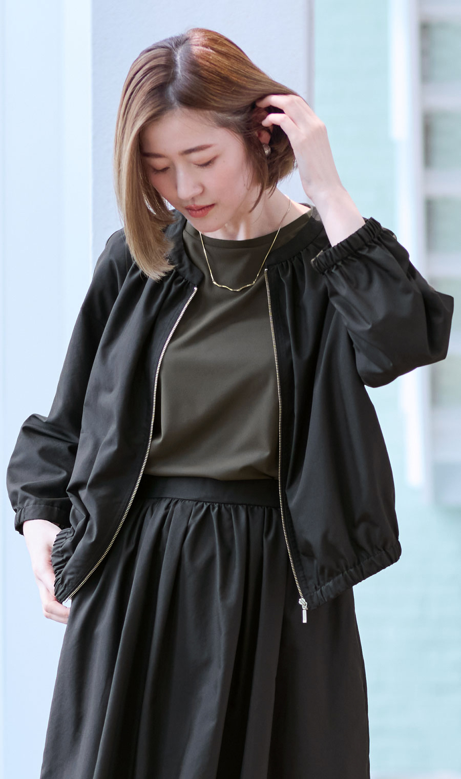 ブルゾンジャケット【セットアップ着用可】 ブラック M