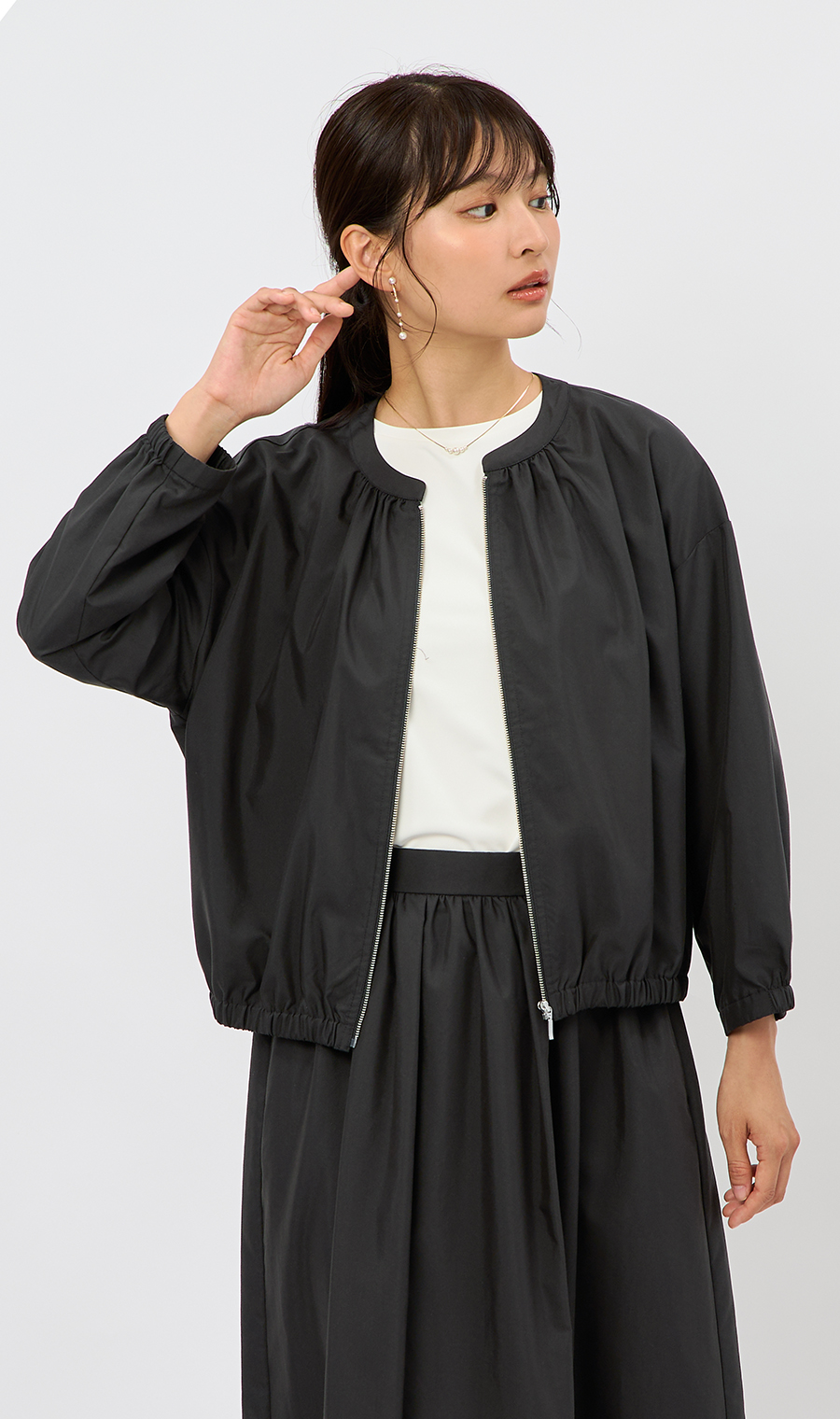 ブルゾンジャケット【セットアップ着用可】 ブラック M
