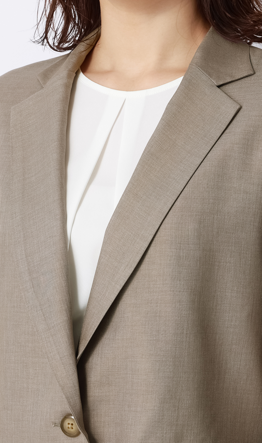 1ボタンテーラードジャケット【涼】【セットアップ着用可】 ベージュ M