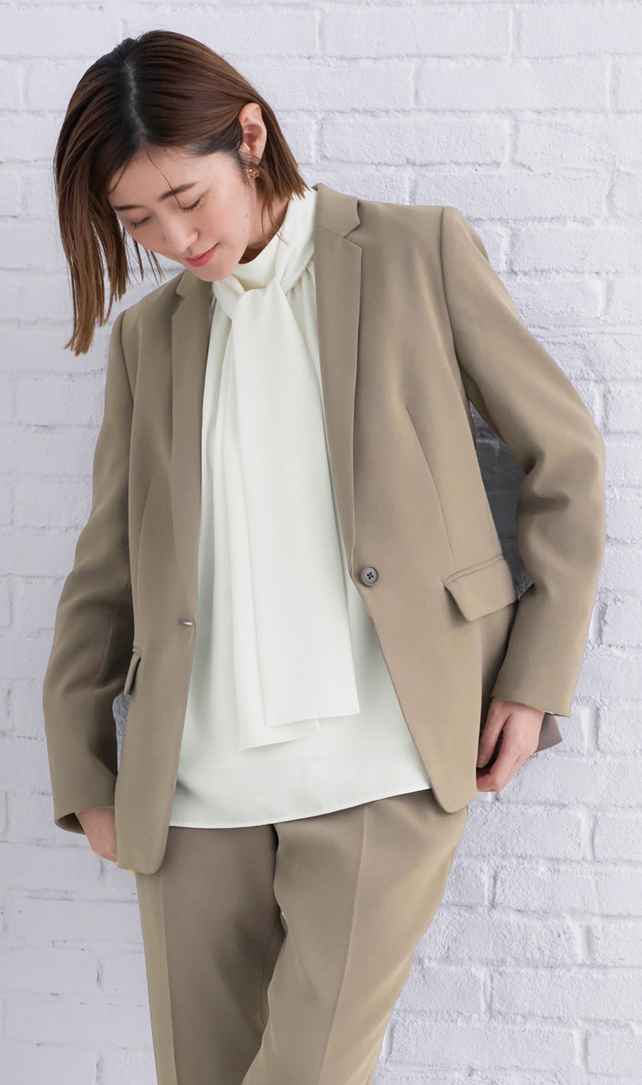 テーラードジャケット【セットアップ着用可】 ベージュ 11号