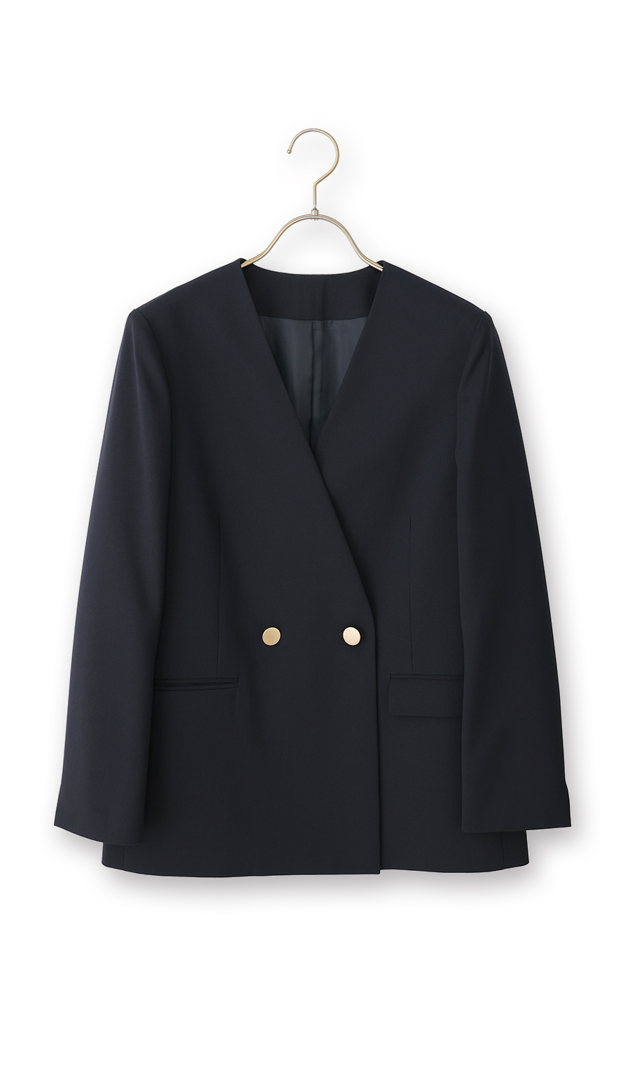 Vカラー2ボタンダブルジャケット【セットアップ着用可】 ネイビー S