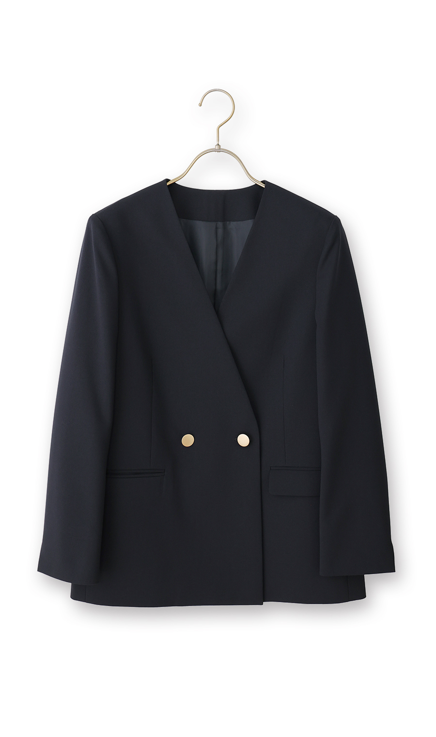 Vカラー2ボタンダブルジャケット【セットアップ着用可】 ネイビー S