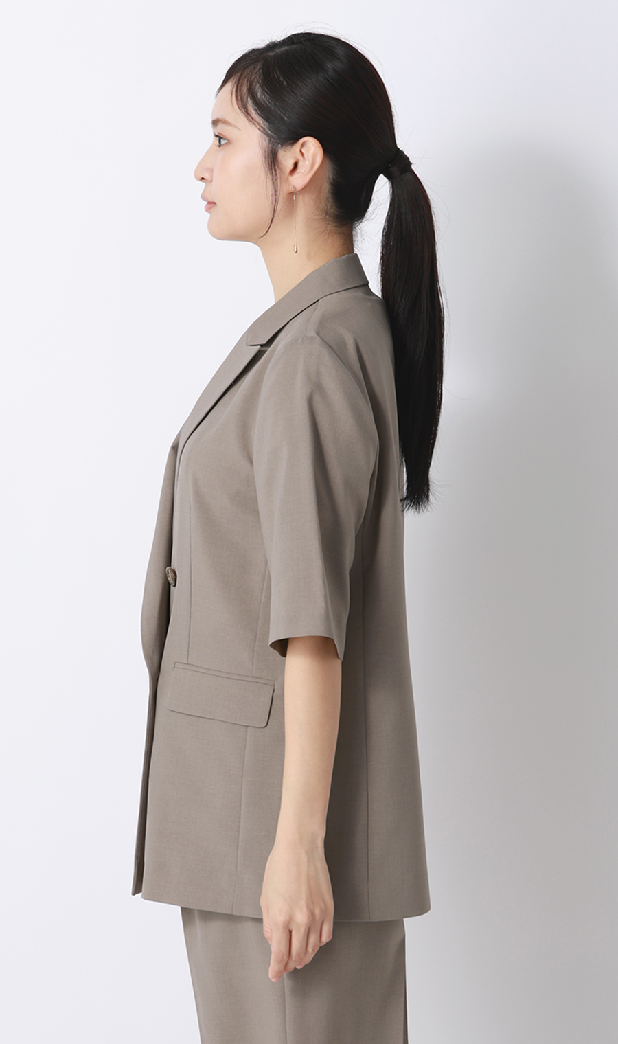 半袖ダブルジャケット【涼】【セットアップ着用可】 グレージュ S