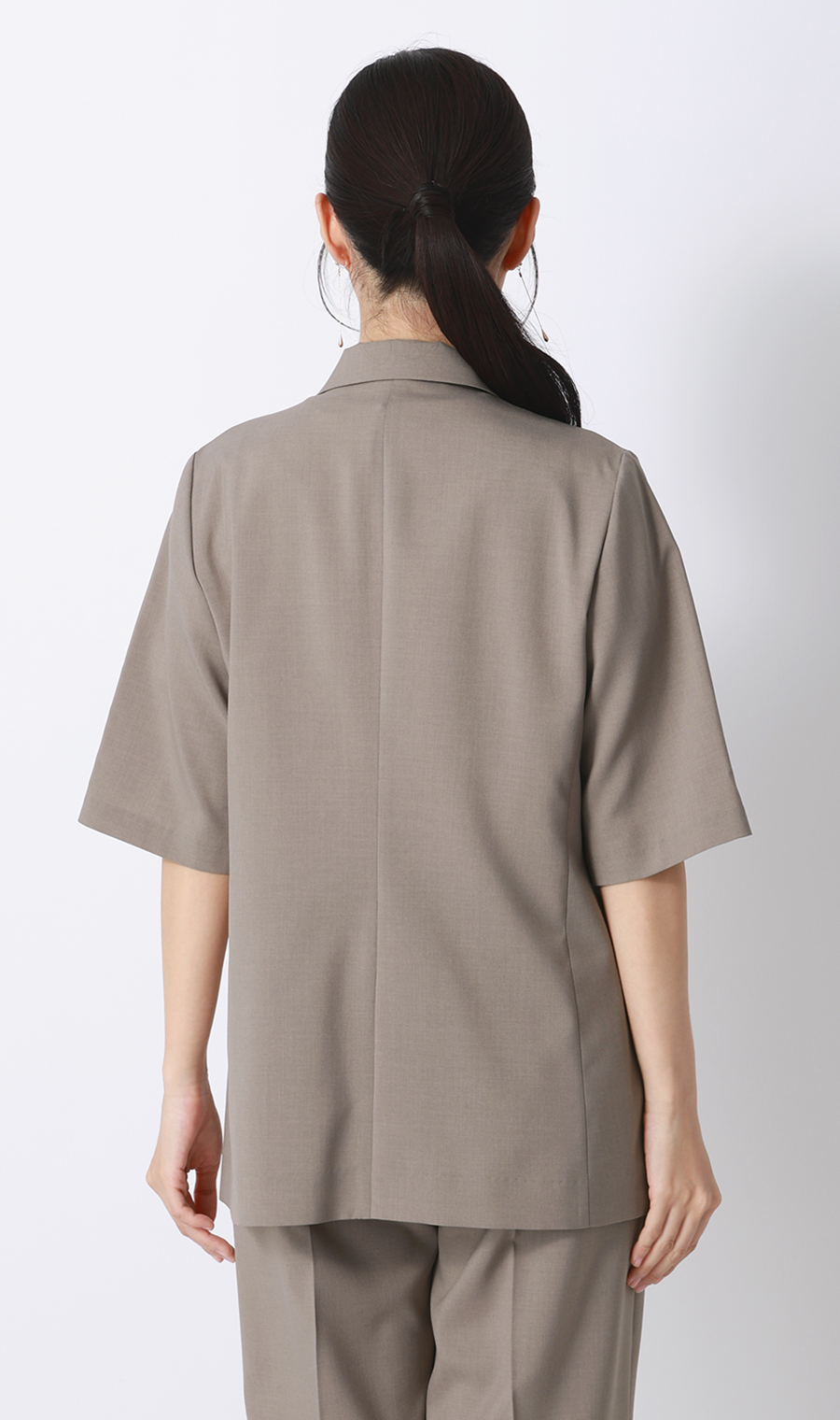 半袖ダブルジャケット【涼】【セットアップ着用可】 グレージュ S