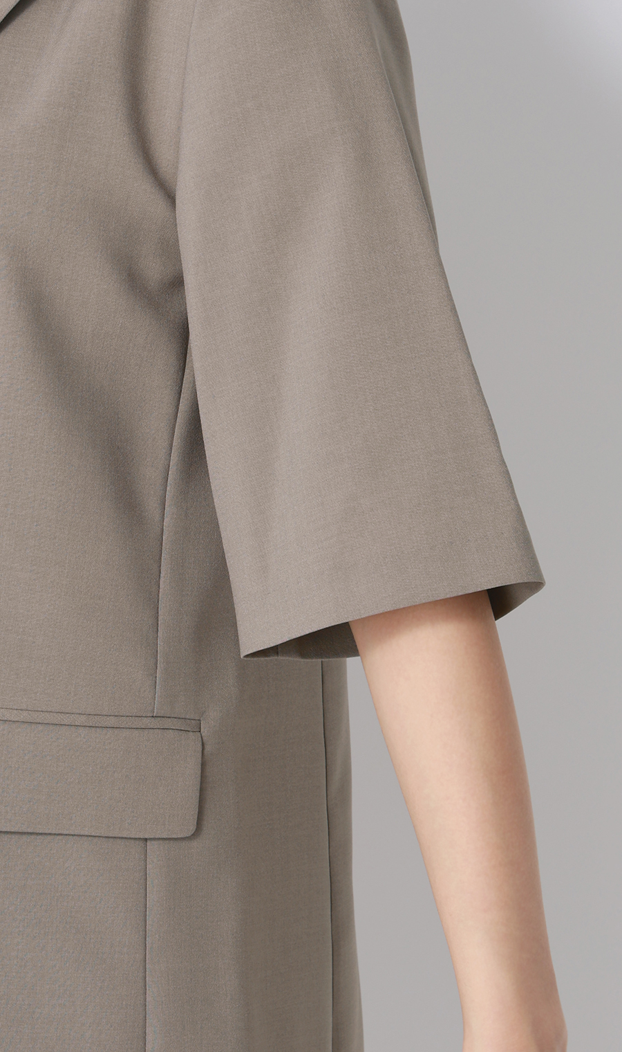 半袖ダブルジャケット【涼】【セットアップ着用可】 グレージュ S