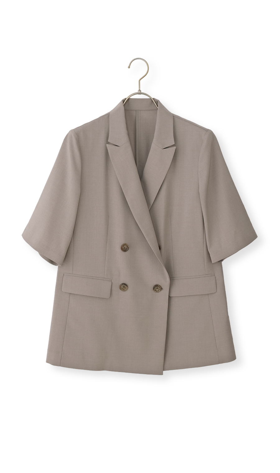 半袖ダブルジャケット【涼】【セットアップ着用可】 グレージュ S