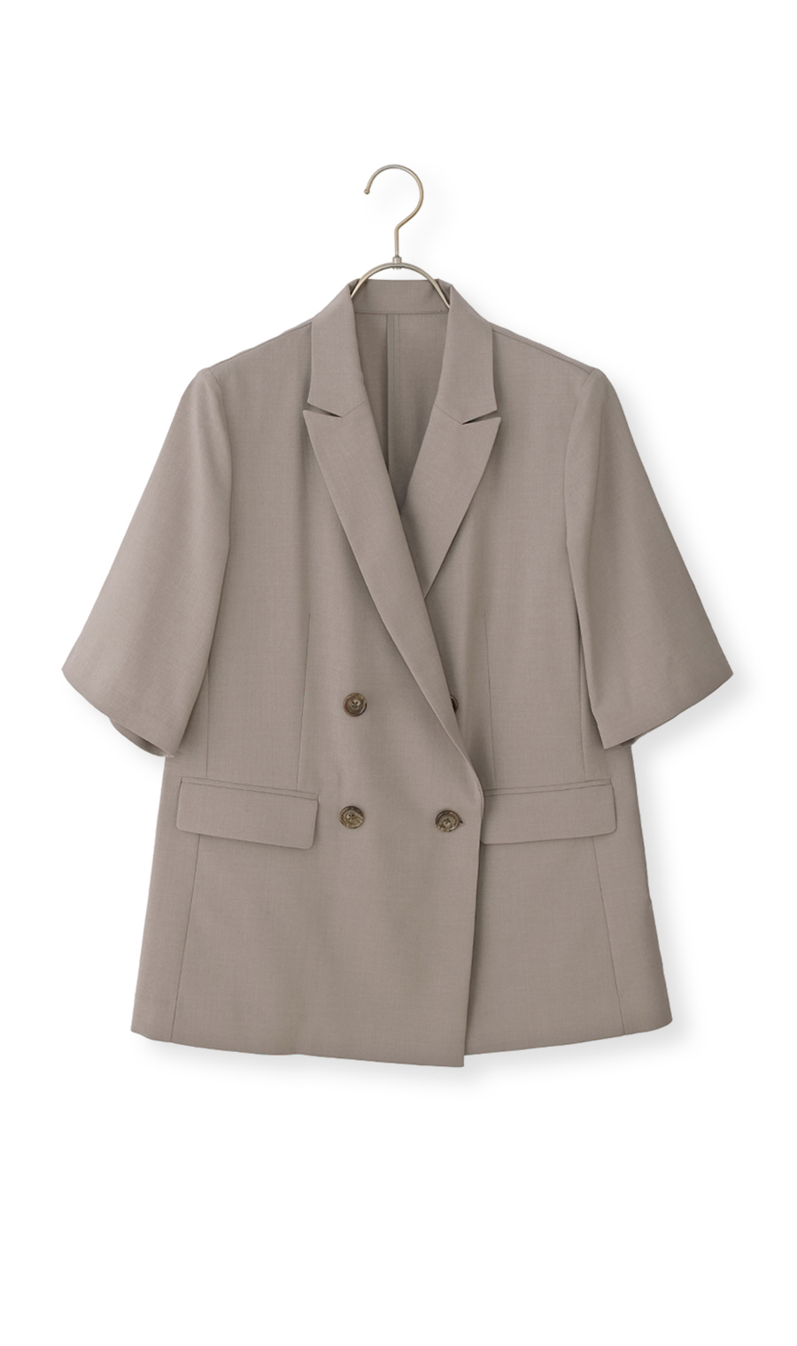 半袖ダブルジャケット【涼】【セットアップ着用可】 グレージュ S