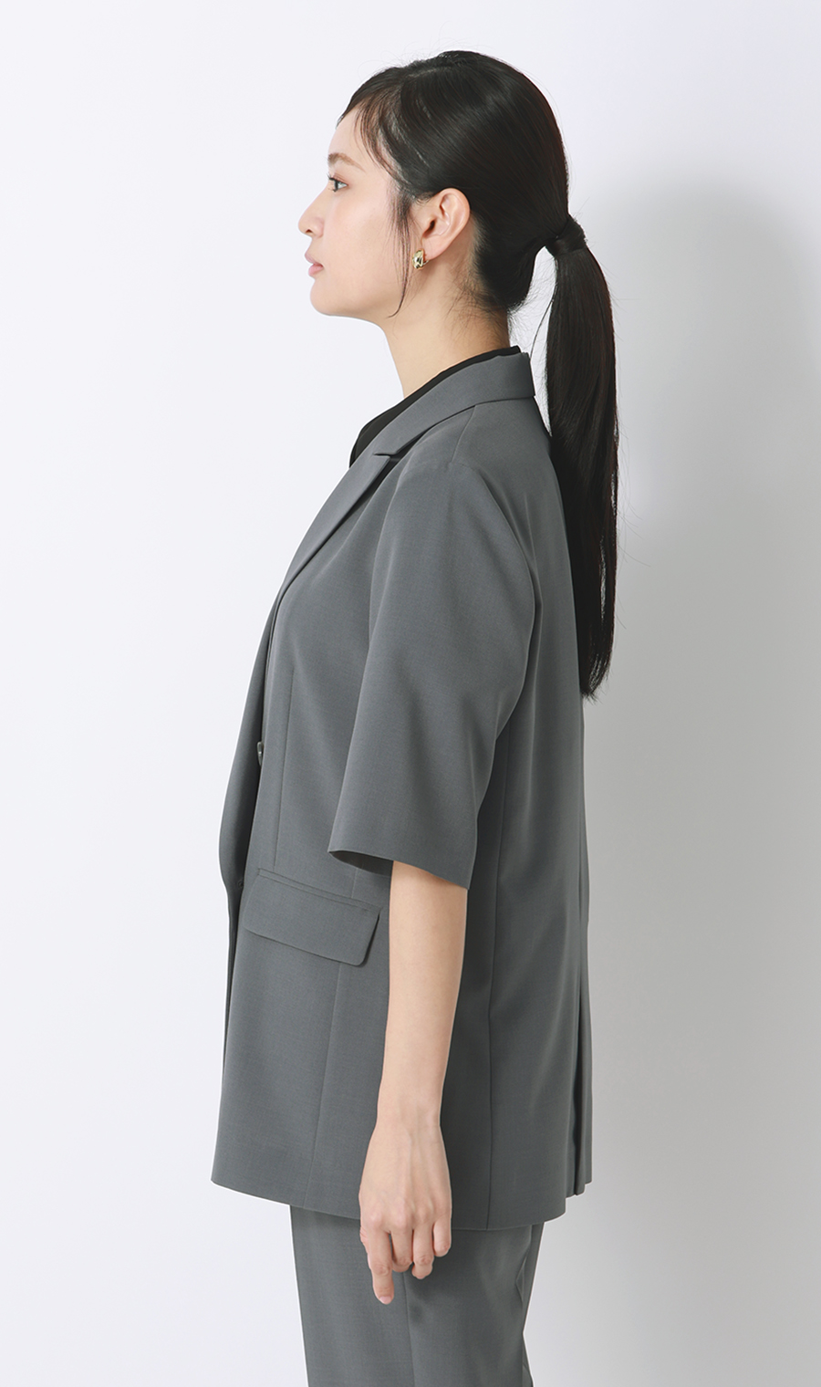 半袖ダブルジャケット【涼】【セットアップ着用可】 グレー S