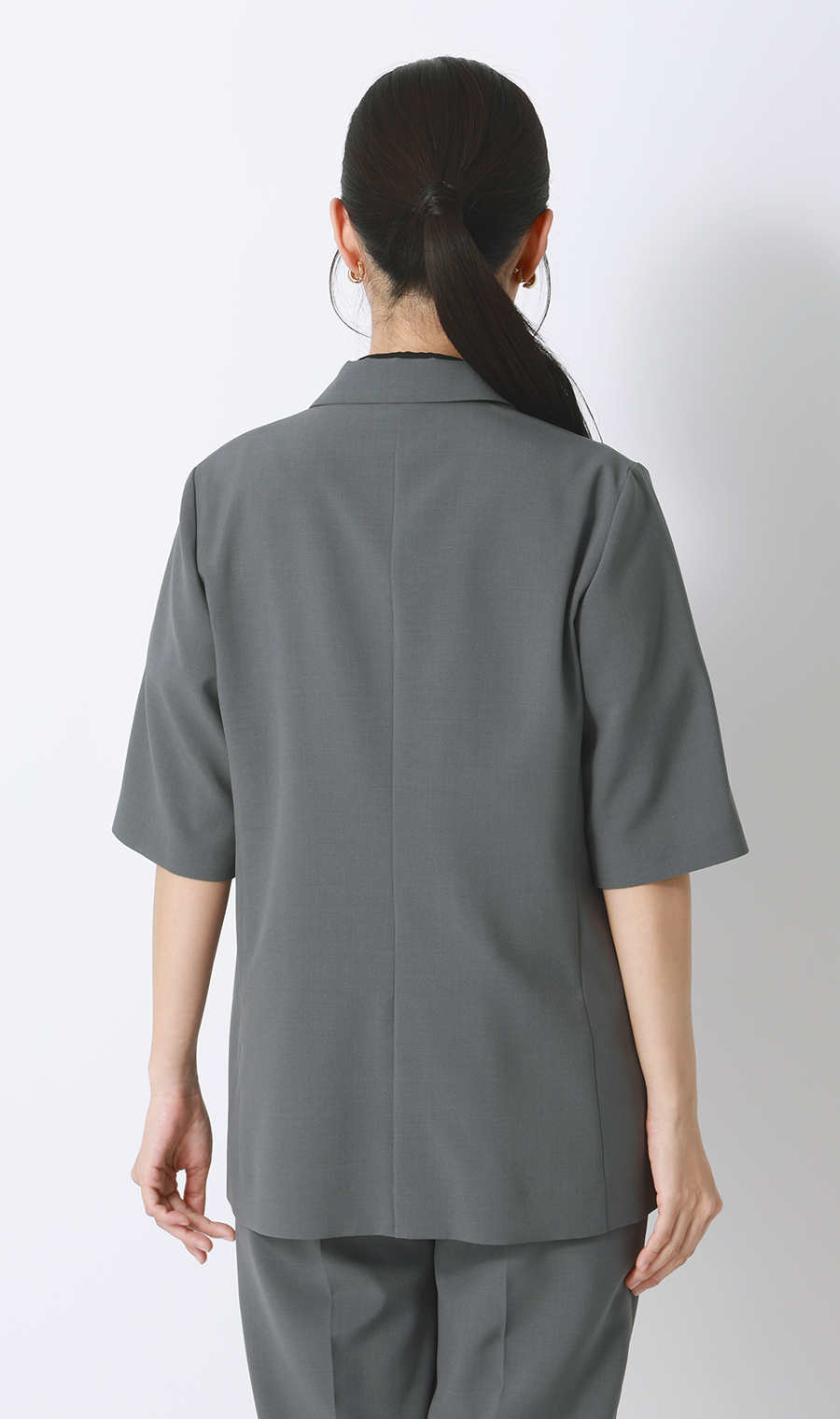 半袖ダブルジャケット【涼】【セットアップ着用可】 グレー S