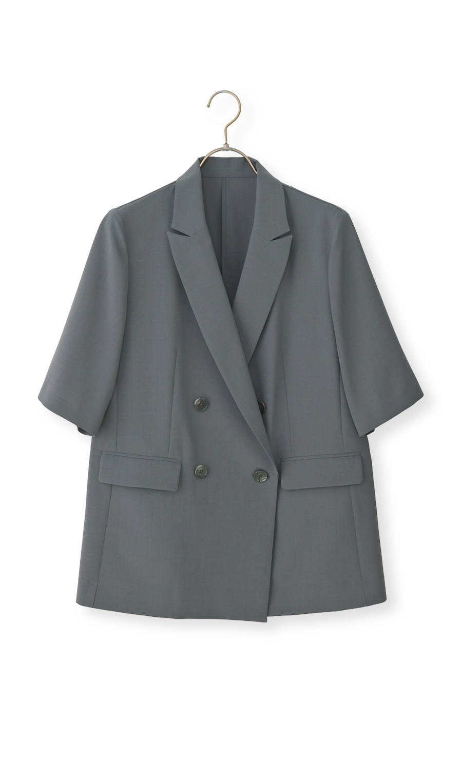 半袖ダブルジャケット【涼】【セットアップ着用可】 グレー S