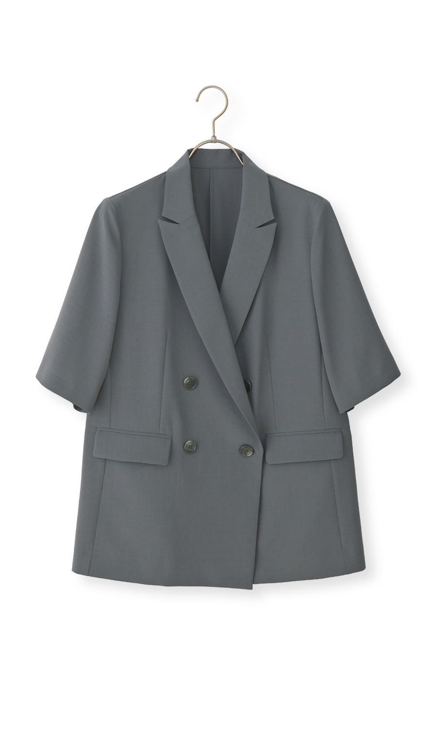 半袖ダブルジャケット【涼】【セットアップ着用可】 グレー S