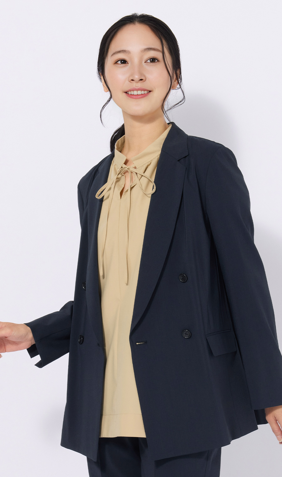 4ボタンダブルジャケット【超軽量】【涼】【セットアップ着用可】 ネイビー S