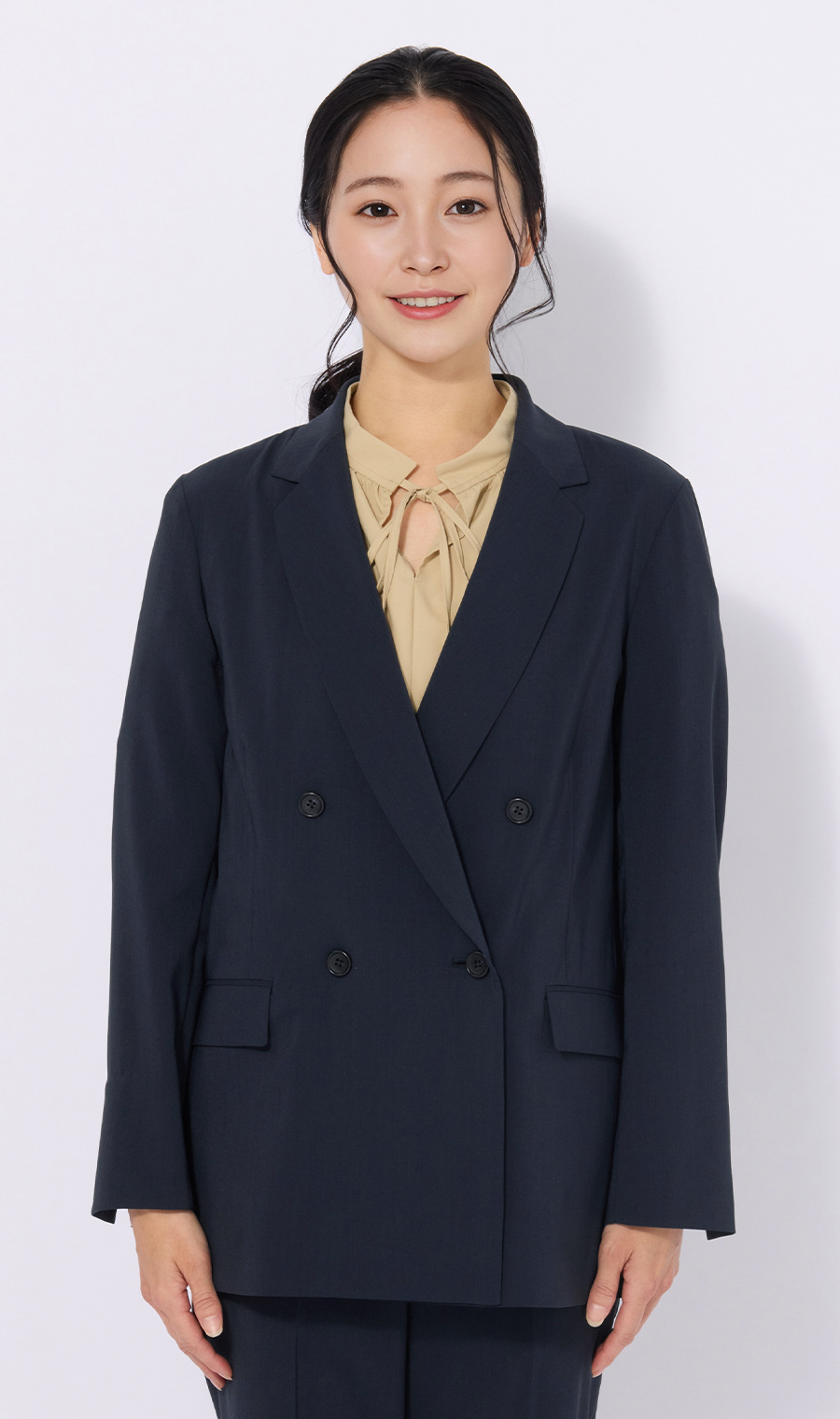 4ボタンダブルジャケット【超軽量】【涼】【セットアップ着用可】 ネイビー S