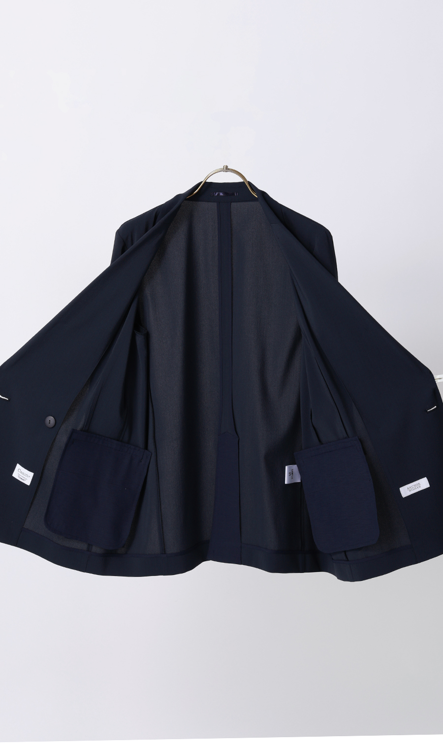 4ボタンダブルジャケット【超軽量】【涼】【セットアップ着用可】 ネイビー S