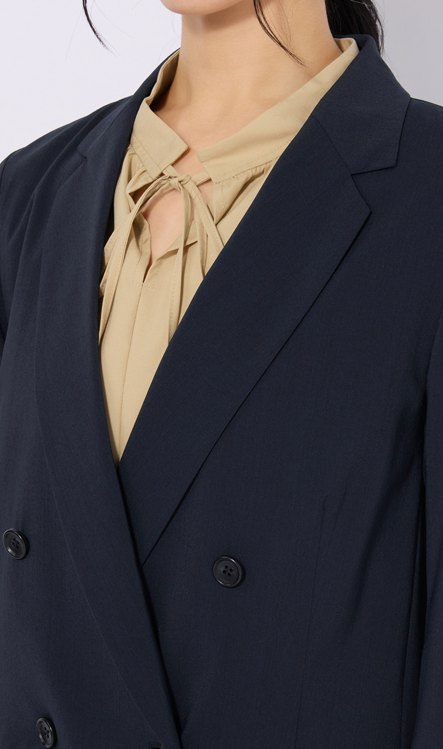 4ボタンダブルジャケット【超軽量】【涼】【セットアップ着用可】 ネイビー S