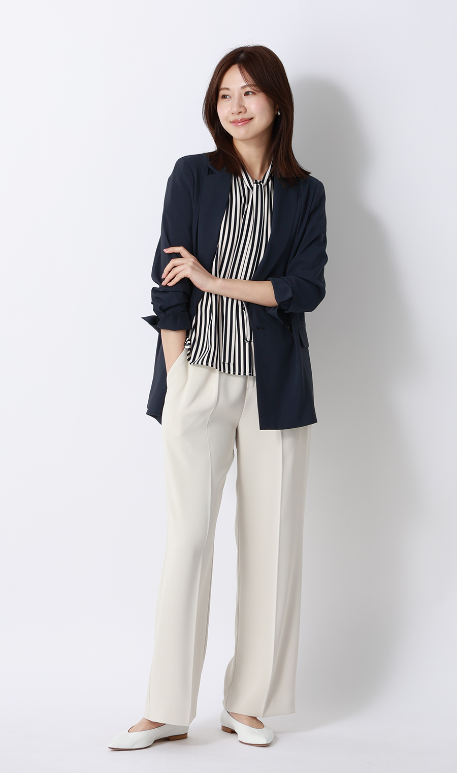 4ボタンダブルジャケット【超軽量】【涼】【セットアップ着用可】 ネイビー S