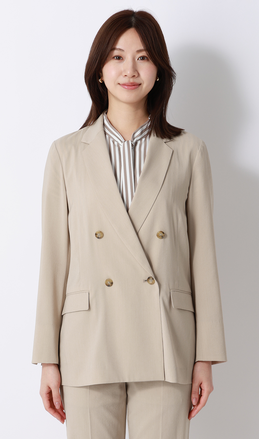 4ボタンダブルジャケット【超軽量】【涼】【セットアップ着用可】 ベージュ S