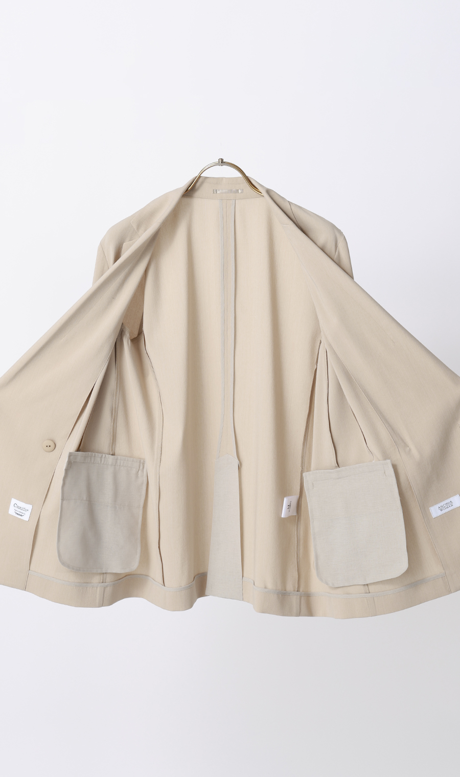 4ボタンダブルジャケット【超軽量】【涼】【セットアップ着用可】 ベージュ S