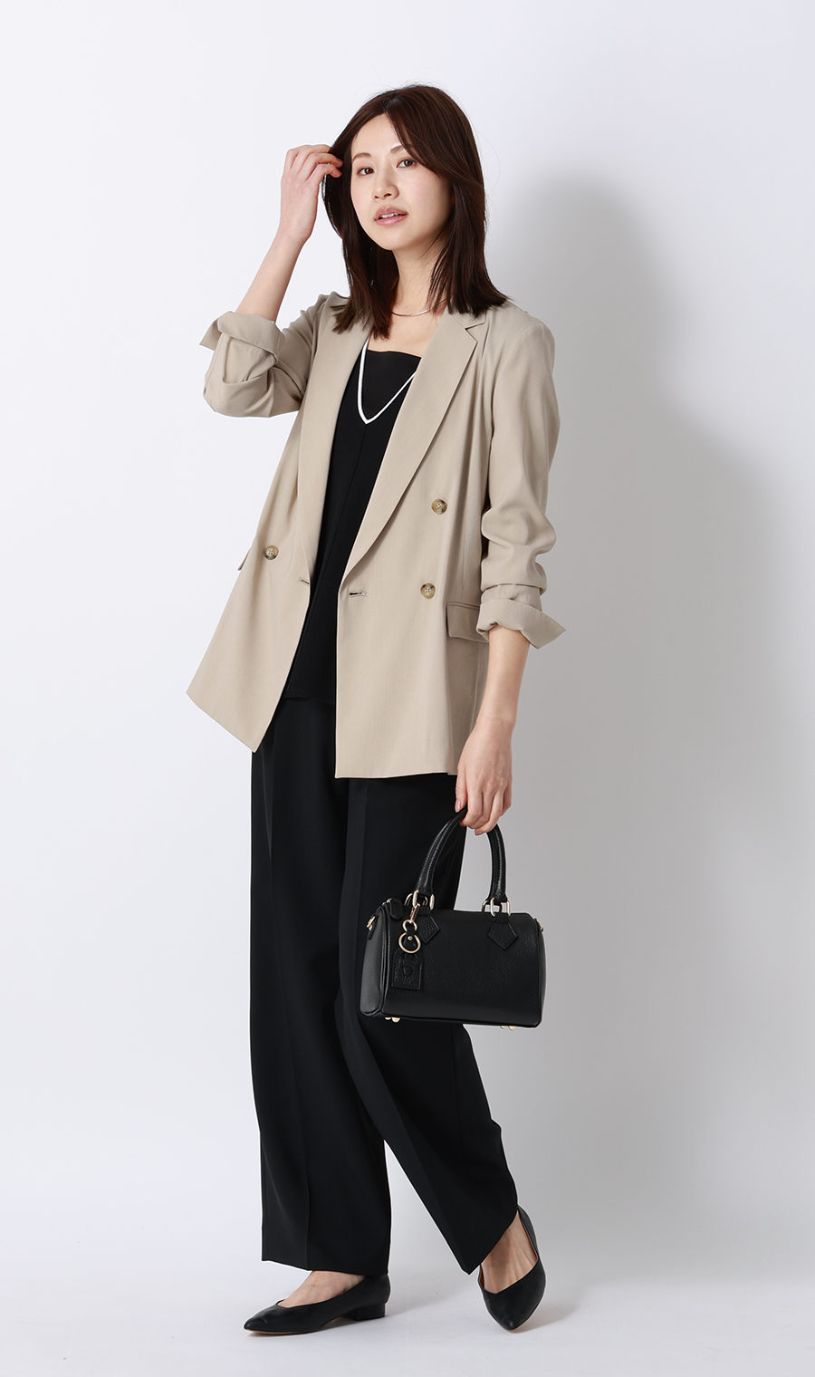 4ボタンダブルジャケット【超軽量】【涼】【セットアップ着用可】 ベージュ S